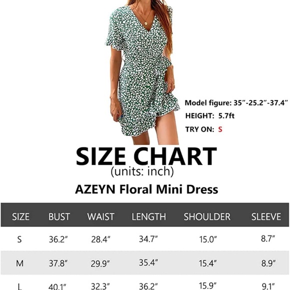 Women’s Summer Mini Dress Floral Ruffle Sleeve - Picture 4 of 4